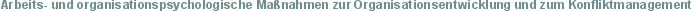 Arbeits- und organisationspsychologische Ma&szlig;nahmen zur Organisationsentwicklung und zum Konfliktmanagement